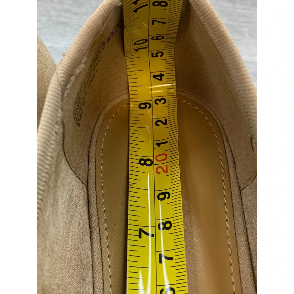 J.Crew Women's Tan Faux Suede Block Heel Bow Pumps Beige 8 Comfort Shoes